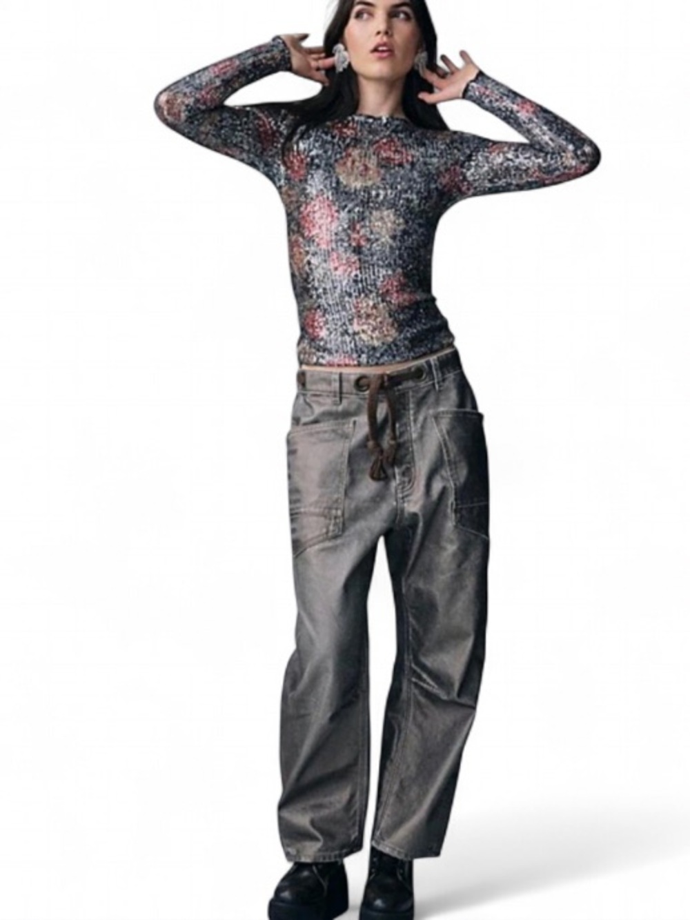 SOLD - LIKE ITEMS IN CLOSET 
Free People Moxie Metallic Coated Barrel